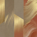 Abstract Geometric Gold and Terracotta Mural Wallpaper - room preview 04