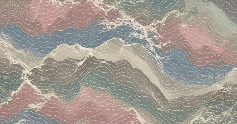 Topografische Bergkontur-Wandtapete — Pastell-Landschafts-Wandtapete printable artwork