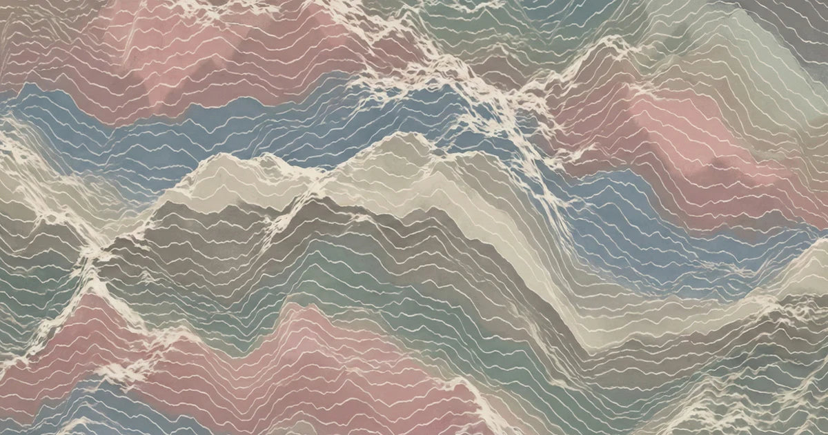 Topographic Mountain Contour Mural Wallpaper — Pastel Landscape Mural Wallpaper - room preview 04
