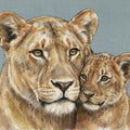 Lioness and Cub Mural Wallpaper — Gentle Wildlife Illustration Mural Wallpaper - room preview 04