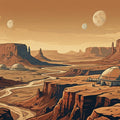 Mars Colony Canyon Mural Wallpaper — Sci-Fi Panoramic Landscape Mural Wallpaper - room preview 04