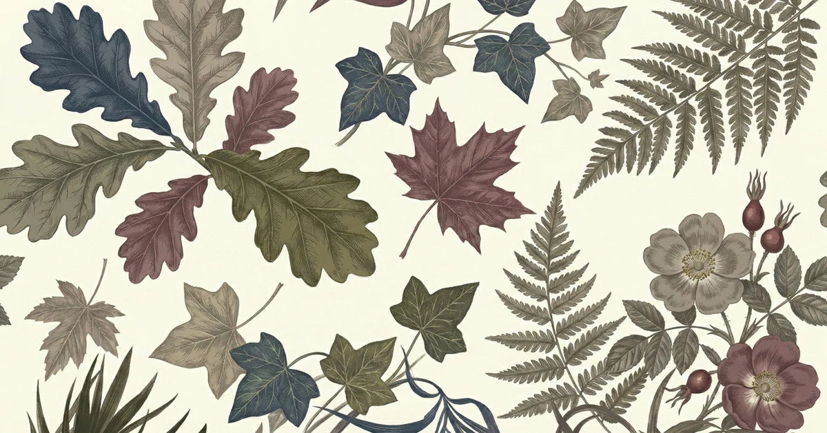 Vintage Autumn Botanical Mural Wallpaper in Rich Earthy Tones Mural Wallpaper - room preview 04