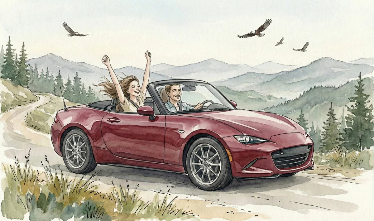 Road Trip Adventure Watercolor Mural Wallpaper — Scenic Mountain Drive Mural Wallpaper - room preview 04