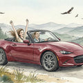Road Trip Adventure Watercolor Mural Wallpaper — Scenic Mountain Drive Mural Wallpaper - room preview 04