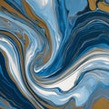 Fluid Blue and Gold Marble Mural Wallpaper — Swirling Abstract Art Mural Wallpaper - room preview 04