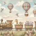 Storybook Animal Train Mural Wallpaper — Whimsical Adventure Scene Mural Wallpaper - room preview 04