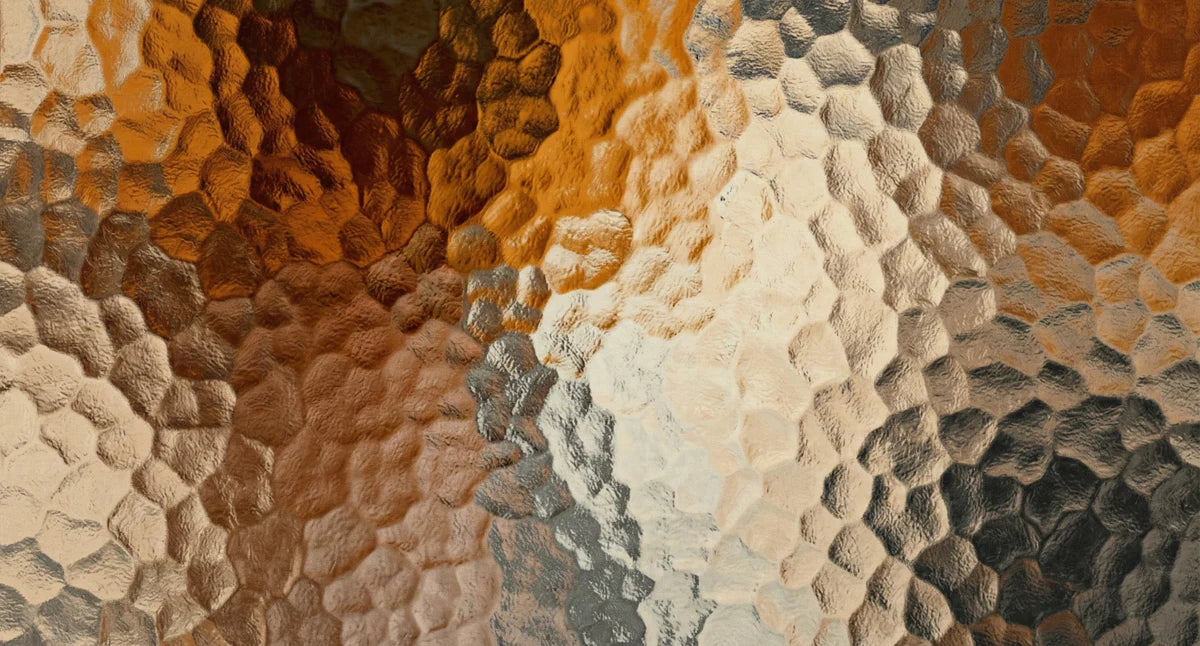 Hammered Metallic Surface Mural Wallpaper — Warm Industrial Abstract Mural Wallpaper - room preview 04