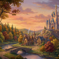Fairytale Castle Landscape Mural Wallpaper — Whimsical Storybook Scene Mural Wallpaper - room preview 04