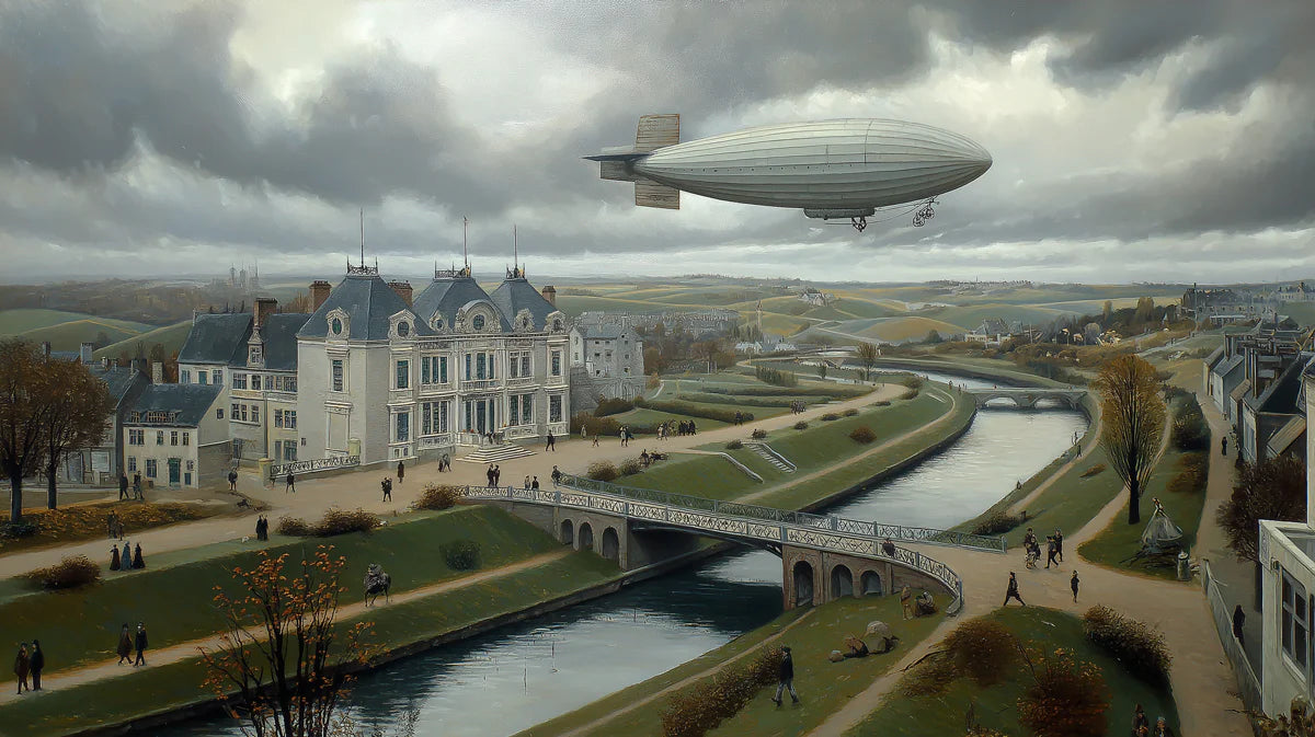 Steampunk Zeppelin European Chateau Mural Wallpaper - room preview 04