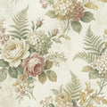 Victorian Botanical Rose and Hydrangea Mural Wallpaper - room preview 04