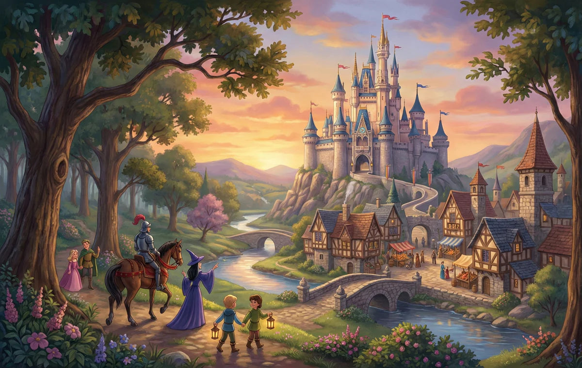 Fairytale Kingdom Mural Wallpaper — Magical Storybook Landscape Mural Wallpaper - room preview 04