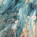 Oceanic Fluid Art Mural Wallpaper — Abstract Blue and Sand Swirls Mural Wallpaper - room preview 04