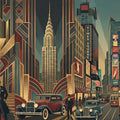 Roaring Twenties Cityscape Mural Wallpaper — Vintage Art Deco Mural Wallpaper - room preview 04