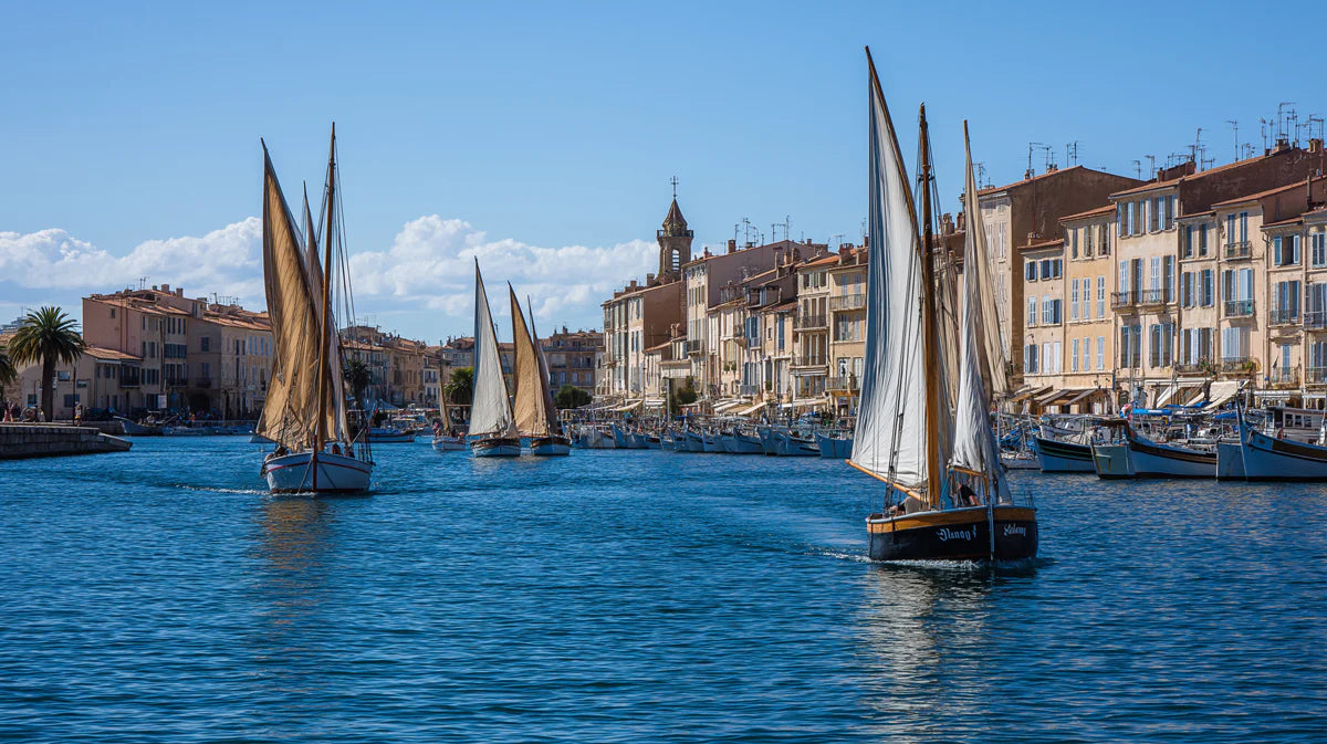 Mediterranean Harbor Sailing Mural Wallpaper — French Riviera Decor Mural Wallpaper - room preview 04