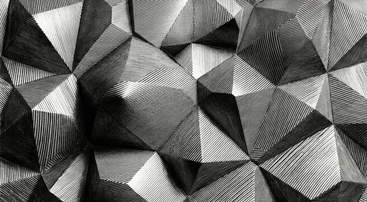Monochrome Geometric Diamond Mural Wallpaper — Modern Optical Illusion Mural Wallpaper - room preview 04