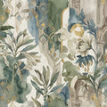 Watercolor Archway & Floral Mural Wallpaper — Sage and Gold Mural Wallpaper - room preview 04