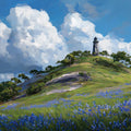 Coastal Lighthouse Hill Mural Wallpaper — Painterly Landscape Mural Wallpaper - room preview 04