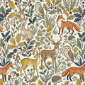Woodland Animal Mural Wallpaper —Hand-Drawn Forest Nature Design Mural Wallpaper - room preview 04