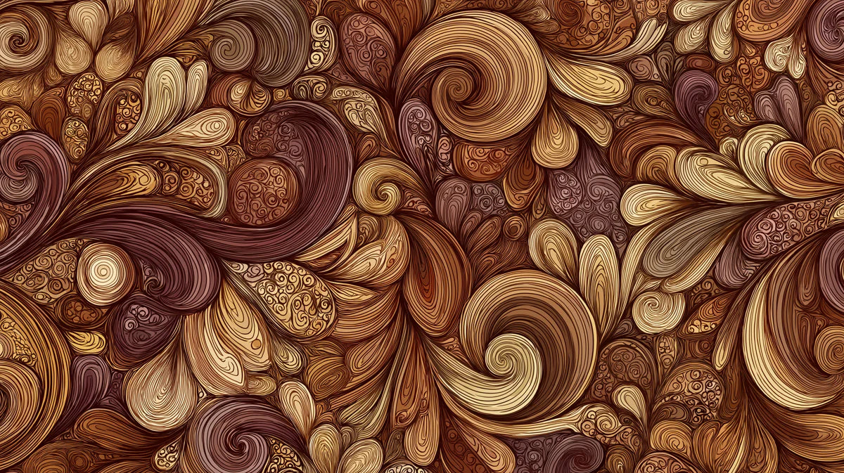 Intricate Swirl Pattern Wallpaper Vintage Ornate Floral Mural Warm Earth Tones Bohemian Wall Art Mural Wallpaper - room preview 04