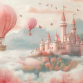 Pink Castle and Hot Air Balloon Mural Wallpaper — Whimsical Fantasy Mural Wallpaper - room preview 04