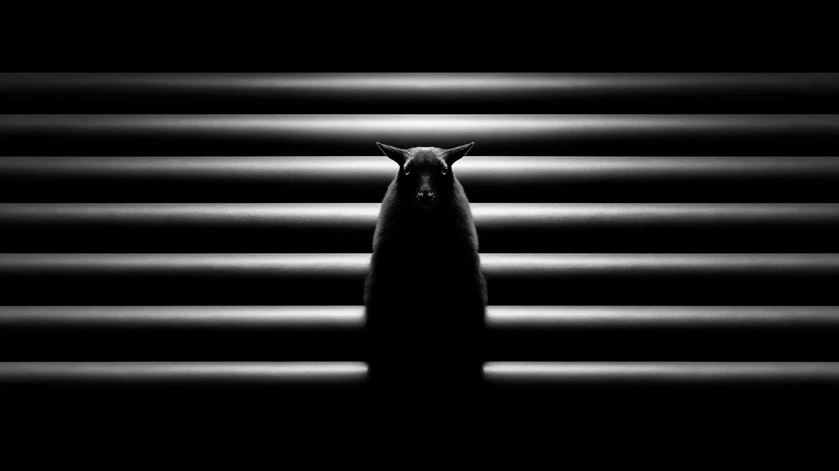 Minimalist Creature and Pipe Mural Wallpaper — Cinematic Monochrome Mural Wallpaper - room preview 04