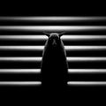 Minimalist Creature and Pipe Mural Wallpaper — Cinematic Monochrome Mural Wallpaper - room preview 04