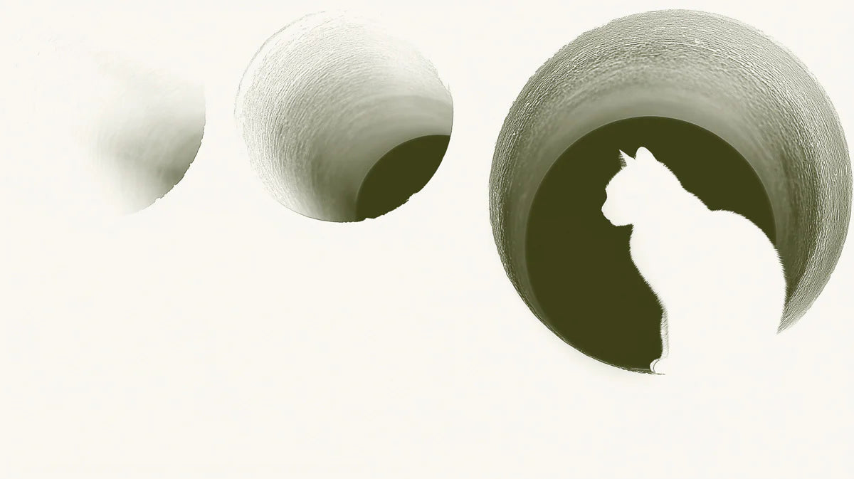 Minimalist Cat Silhouette Mural Wallpaper — Modern Tunnel Design Mural Wallpaper - room preview 04