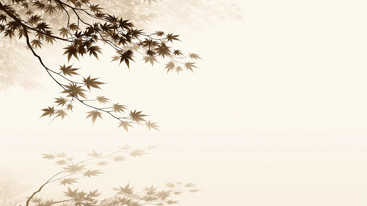 Zen Maple Branch Mural Wallpaper — Minimalist Ink Wash Design Mural Wallpaper - room preview 04