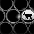 Industrial Deer Silhouette Mural Wallpaper — Modern Monochrome Art Mural Wallpaper - room preview 04