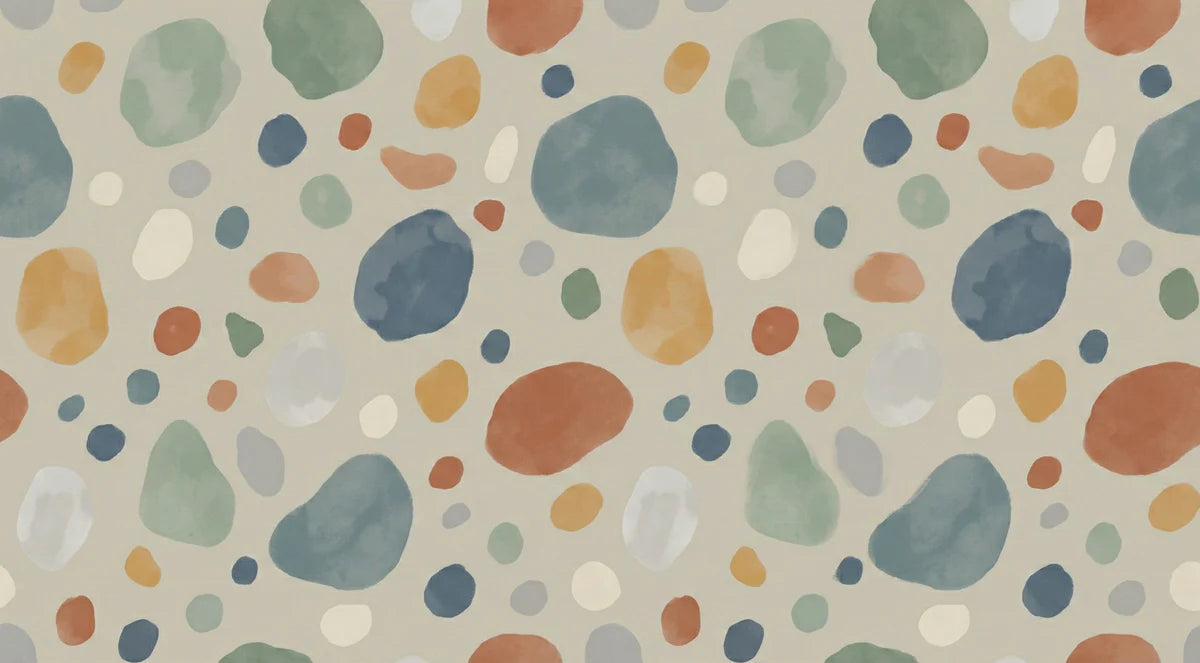 Abstract Watercolor Pebble Mural Wallpaper — Boho Earth Tone Design Mural Wallpaper - room preview 04