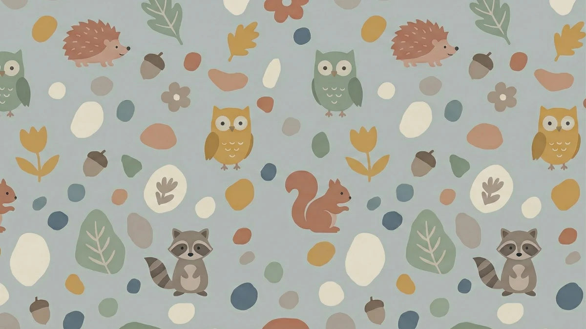 Woodland Creatures Mural Wallpaper — Playful Nature Scene Mural Wallpaper - room preview 04