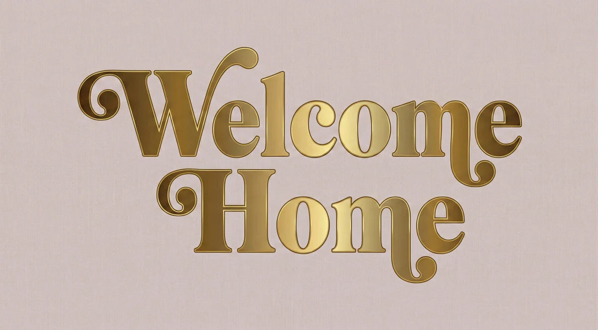 Welcome Home Gold Typography Mural Wallpaper — Minimalist Decor Mural Wallpaper - room preview 04
