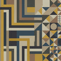 Mid-Century Geometric Maze Mural Wallpaper in Retro Tones Mural Wallpaper - room preview 04