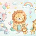 Whimsical Animal Village Mural Wallpaper for Playful Spaces Mural Wallpaper - room preview 04