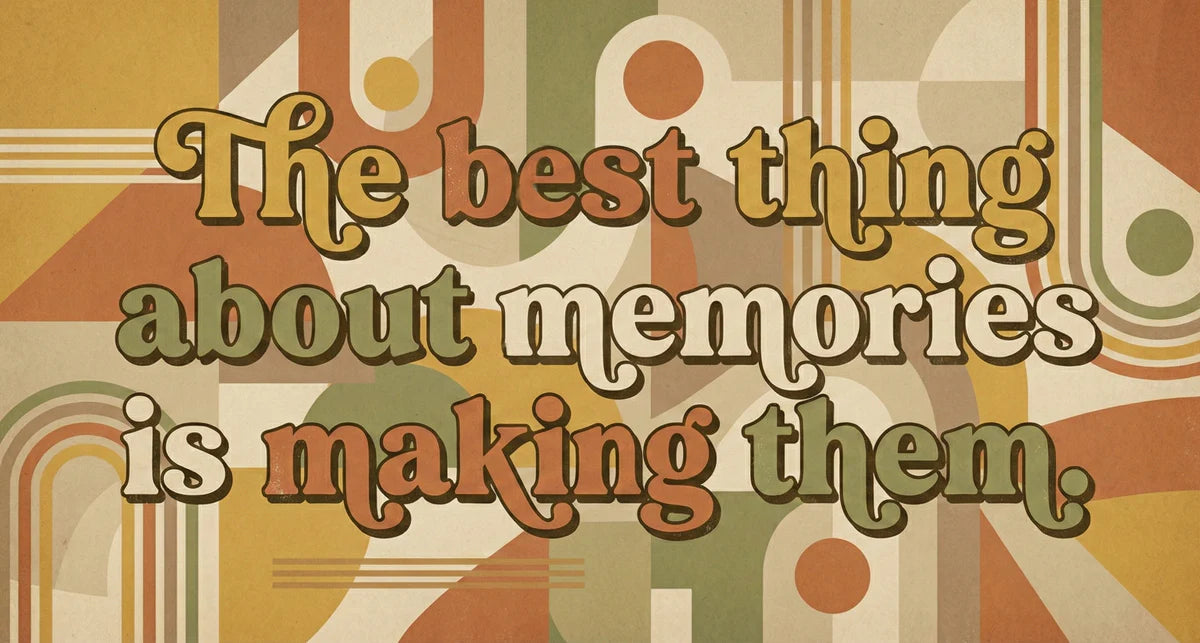 Retro Memories Typography Mural Wallpaper — 70s Geometric Graphic Mural Wallpaper - room preview 04