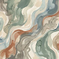 Abstract Watercolor Waves Mural Wallpaper — Earthy Fluid Art Mural Wallpaper - room preview 04