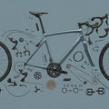 Exploded Bicycle Components Mural Wallpaper — Industrial Flat Lay Mural Wallpaper - room preview 04