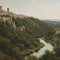 Italian Hilltop Village Landscape Mural Wallpaper - room preview 04