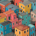 Isometric Townhouse Illustration Mural Wallpaper — Colorful Whimsy Mural Wallpaper - room preview 04