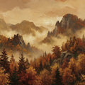 Autumn Mountain Forest Mural Wallpaper — Impressionistic Landscape Mural Wallpaper - room preview 04