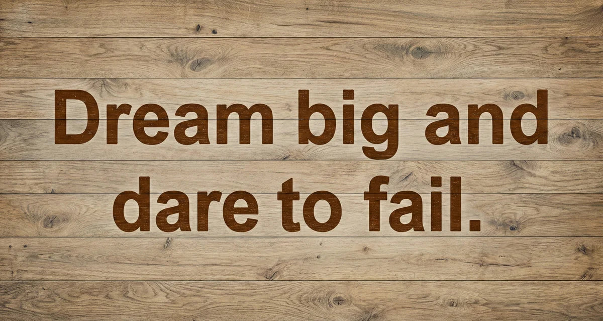 Dream Big Typography Mural Wallpaper — Rustic Wood Grain Design Mural Wallpaper - room preview 04
