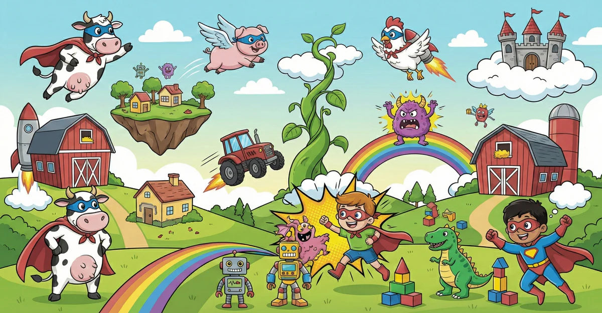 Superhero Farm Adventure Mural Wallpaper — Fun Cartoon Wall Decor Mural Wallpaper - room preview 04
