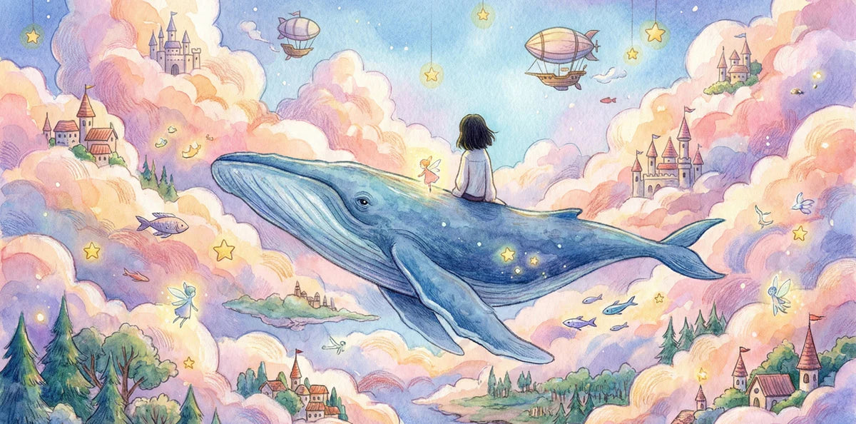 Flying Whale and Floating Castle Mural Wallpaper — Storybook Fantasy Mural Wallpaper - room preview 04