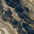 Navy Blue and Gold Marble Mural Wallpaper — Fluid Stone Aesthetic Mural Wallpaper - room preview 04