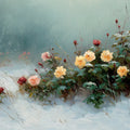 Winter Rose Garden Mural Wallpaper — Impressionistic Floral Art Mural Wallpaper - room preview 04