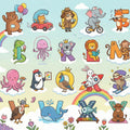 Cheerful Animal Alphabet Mural Wallpaper — Whimsical Educational Art Mural Wallpaper - room preview 04