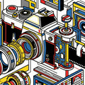 Exploded Camera Pop Art Mural Wallpaper — Isometric Photography Mural Wallpaper - room preview 04
