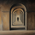 Arched Corridor Mural Wallpaper — Architectural Oil Painting Mural Wallpaper - room preview 04