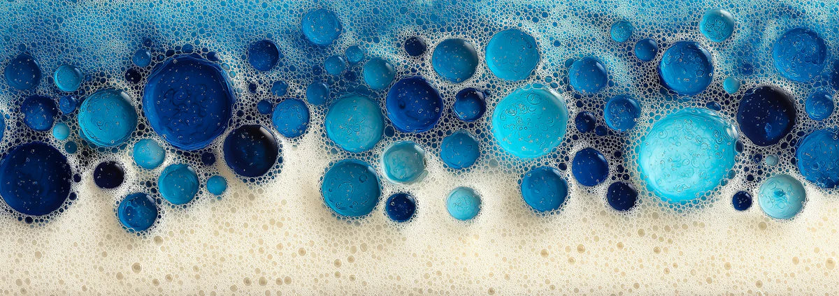 Abstract Liquid Blue Bubble Mural Wallpaper — Fluid Modern Art Mural Wallpaper - room preview 04