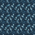 Midnight Acanthus Leaf Mural Wallpaper — Traditional Blue Damask Mural Wallpaper - room preview 04